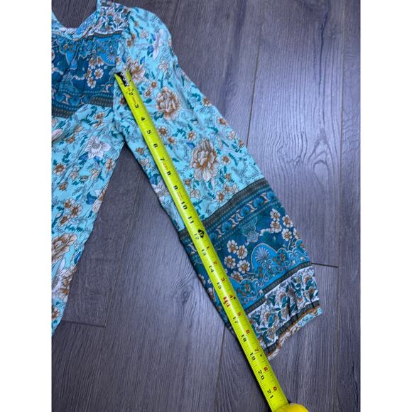 Umgee USA Women’s Small Boho Floral Peasant Blouse Top Long Sleeve Rayon - Picture 5 of 7